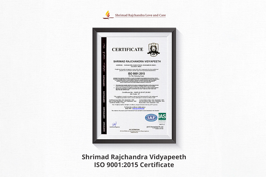 Shrimad Rajchandra Vidyapeeth is the first science college in Gujarat to receive ISO 9001 and ISO 29990 certifications!