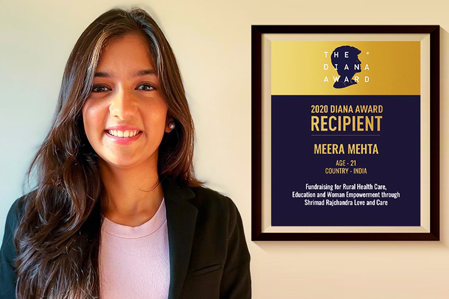 Inspired by Pujya Gurudevshri Rakeshbhai, 21-year-old Meera Mehta, was selected as a recipient of the prestigious Diana Award in recognition of her outstanding contribution towards uplifting the underprivileged sections of the society.