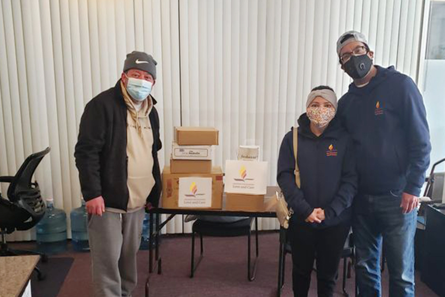 Distribution of hygiene kits to the homeless and reaching out to parents in need in San Francisco, USA