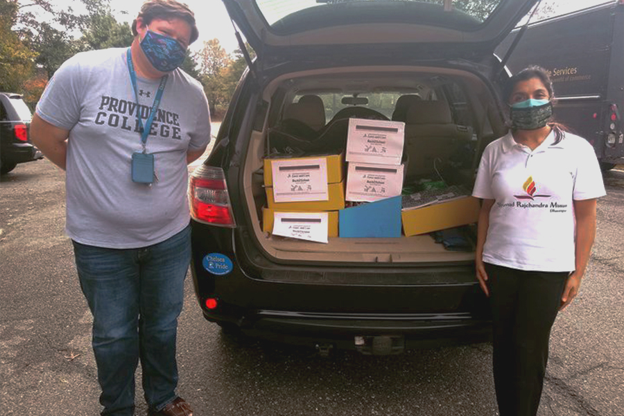 Distribution of school supplies to a special education school in Washington, USA