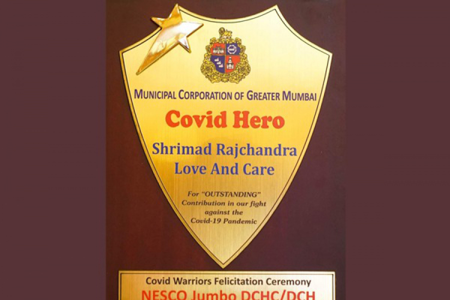 Shrimad Rajchandra Love and Care bestowed with the ‘COVID Hero’ Award